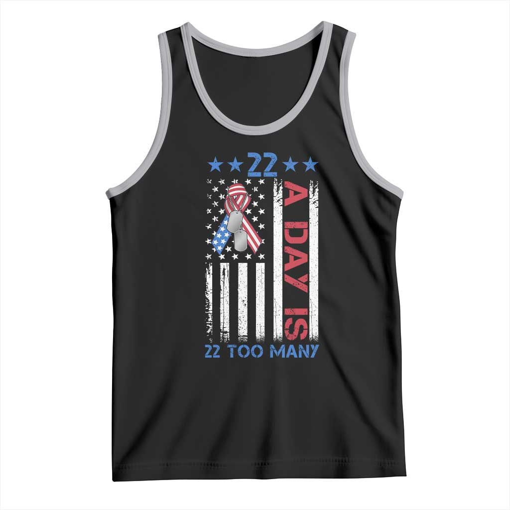 Veteran Suicide Awareness Tank Top 22 A Day Is 22 Too Many American Flag - Print Your Wear