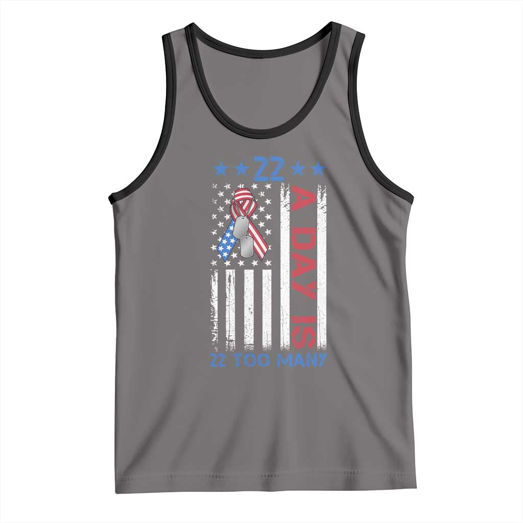 Veteran Suicide Awareness Tank Top 22 A Day Is 22 Too Many American Flag TS11 Deep Heather Black Print Your Wear