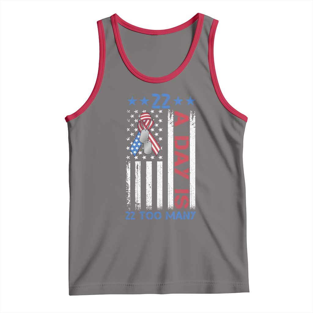 Veteran Suicide Awareness Tank Top 22 A Day Is 22 Too Many American Flag - Print Your Wear