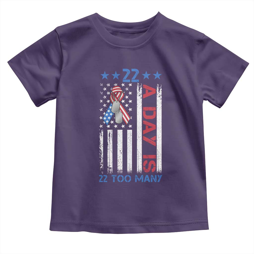 Veteran Suicide Awareness Toddler T Shirt 22 A Day Is 22 Too Many American Flag TS11 Purple Print Your Wear