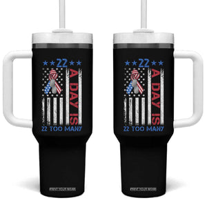 Veteran Suicide Awareness Tumbler With Handle 22 A Day Is 22 Too Many American Flag TS11 One Size: 40 oz Black Print Your Wear