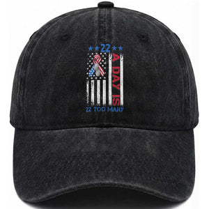 Veteran Suicide Awareness Washed Cotton Baseball Cap 22 A Day Is 22 Too Many American Flag TS11 Washed Cap Universal Fit Black Print Your Wear