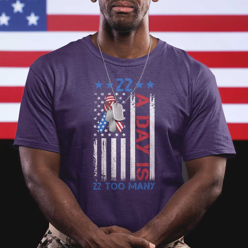 Veteran Suicide Awareness T Shirt 22 A Day Is 22 Too Many American Flag TS11 Purple Print Your Wear