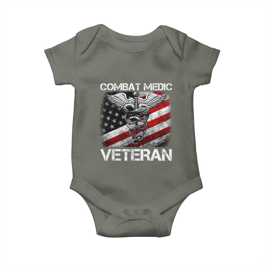 Combat Medic Veteran Baby Onesie Medical Military Soldier Vintage American Flag TS11 Military Green Print Your Wear