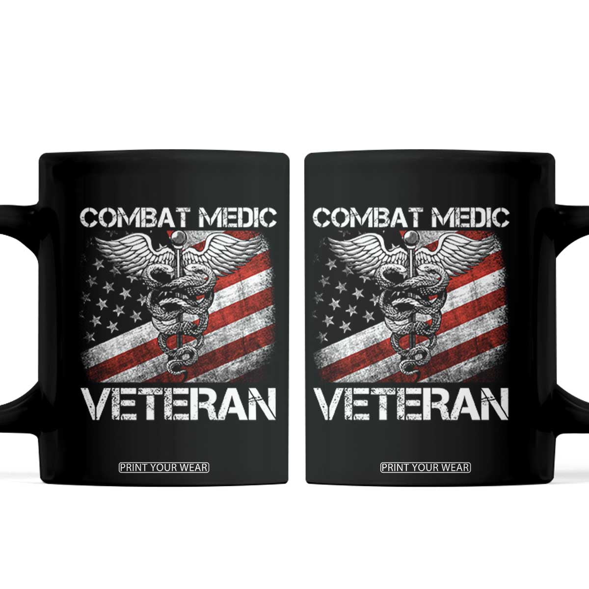 Combat Medic Veteran Coffee Mug Medical Military Soldier Vintage American Flag TS11 Black Print Your Wear