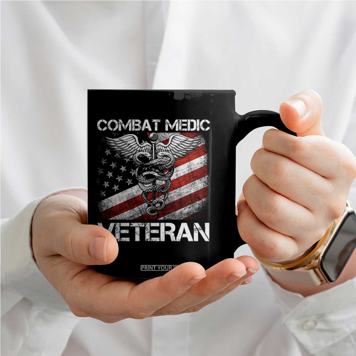Combat Medic Veteran Coffee Mug Medical Military Soldier Vintage American Flag TS11 Print Your Wear