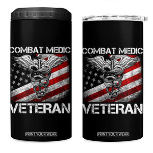 Combat Medic Veteran 4 in 1 Can Cooler Tumbler Medical Military Soldier Vintage American Flag TS11 One Size: 16 oz Black Print Your Wear