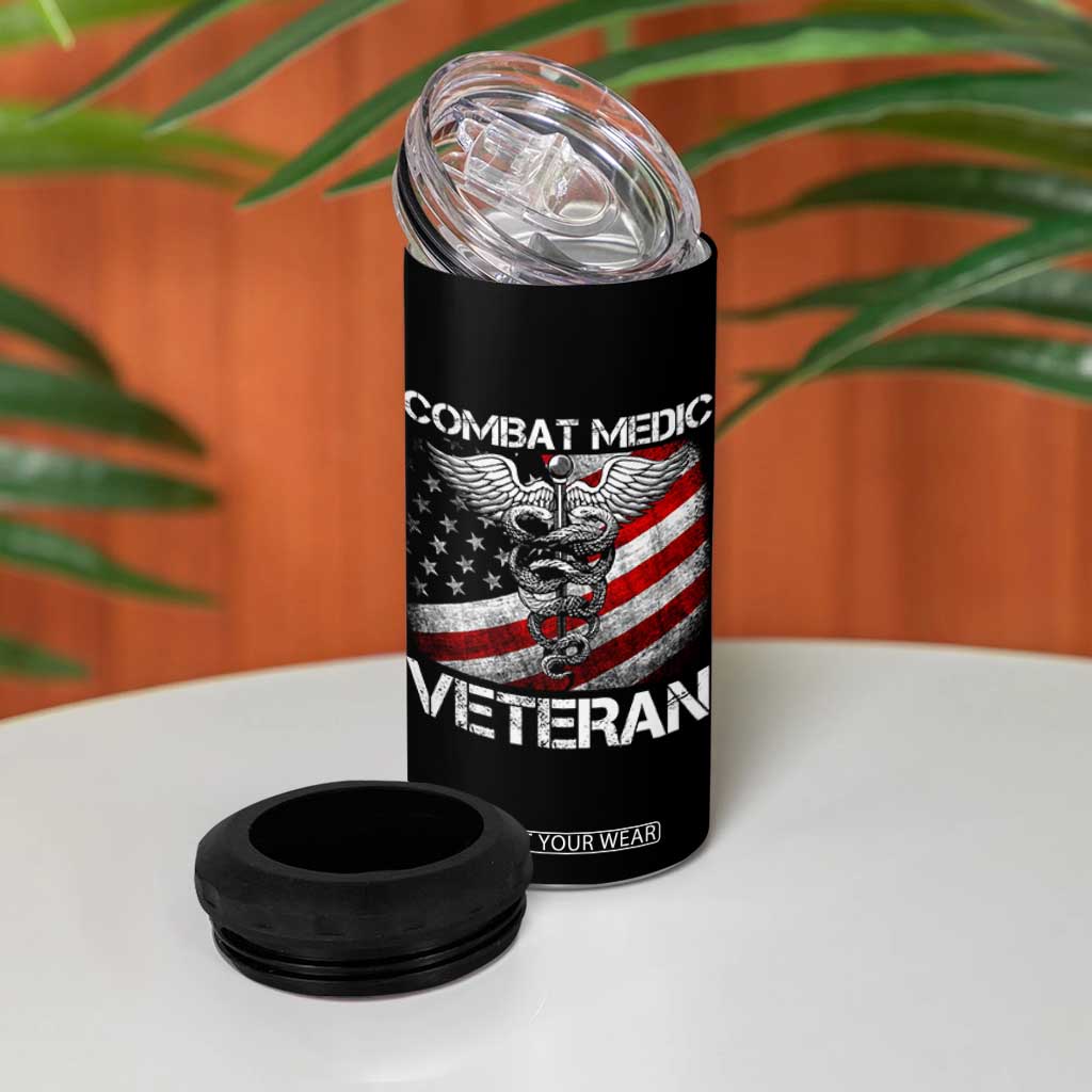Combat Medic Veteran 4 in 1 Can Cooler Tumbler Medical Military Soldier Vintage American Flag TS11 Print Your Wear