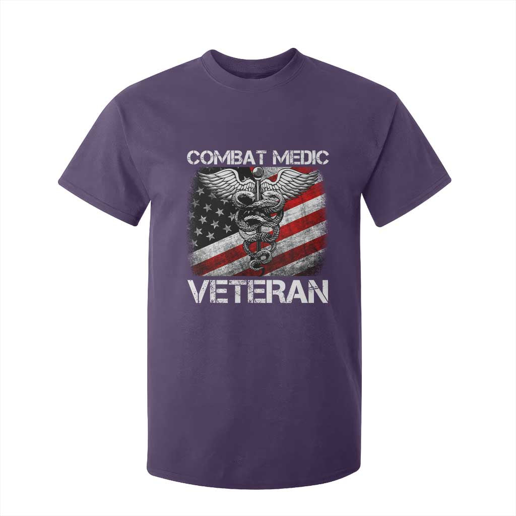 Combat Medic Veteran T Shirt For Kid Medical Military Soldier Vintage American Flag TS11 Purple Print Your Wear