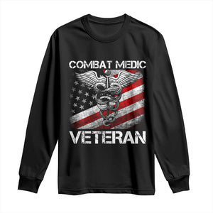 Combat Medic Veteran Long Sleeve Shirt Medical Military Soldier Vintage American Flag TS11 Black Print Your Wear