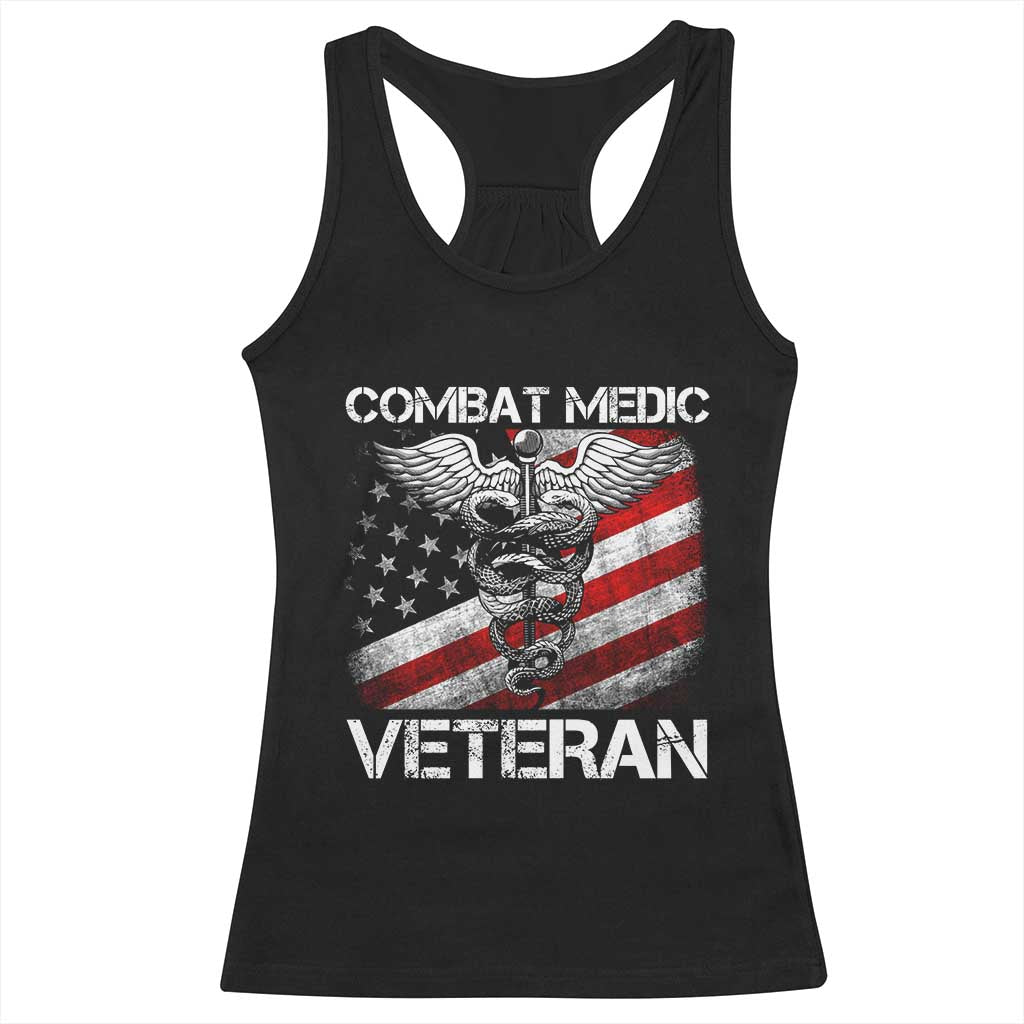 Combat Medic Veteran Racerback Tank Top Medical Military Soldier Vintage American Flag - Print Your Wear