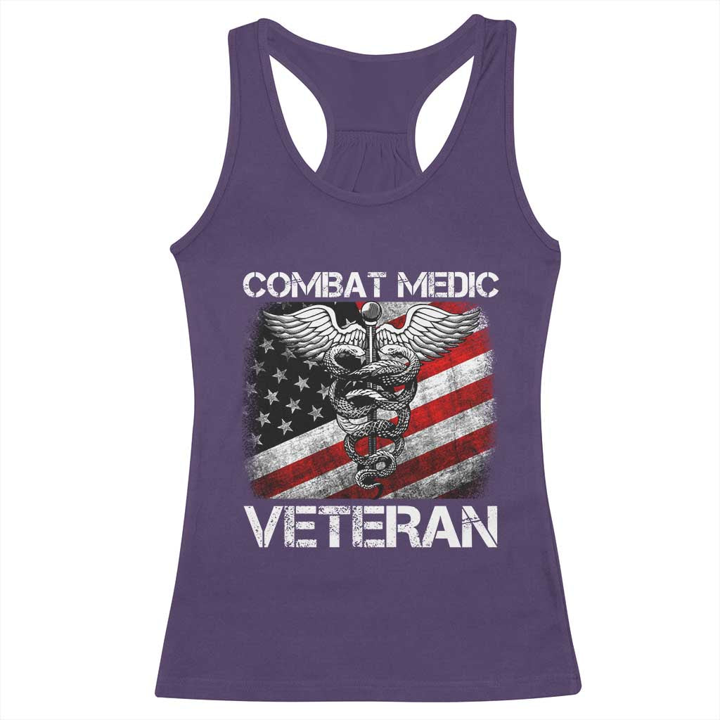 Combat Medic Veteran Racerback Tank Top Medical Military Soldier Vintage American Flag TS11 Purple Print Your Wear
