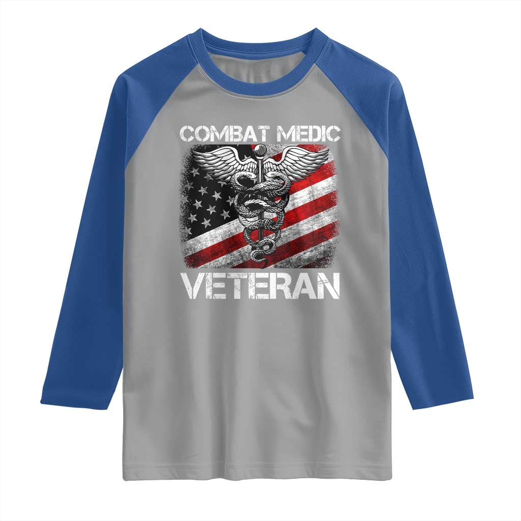 Combat Medic Veteran Raglan Shirt Medical Military Soldier Vintage American Flag TS11 Sport Gray Royal Print Your Wear