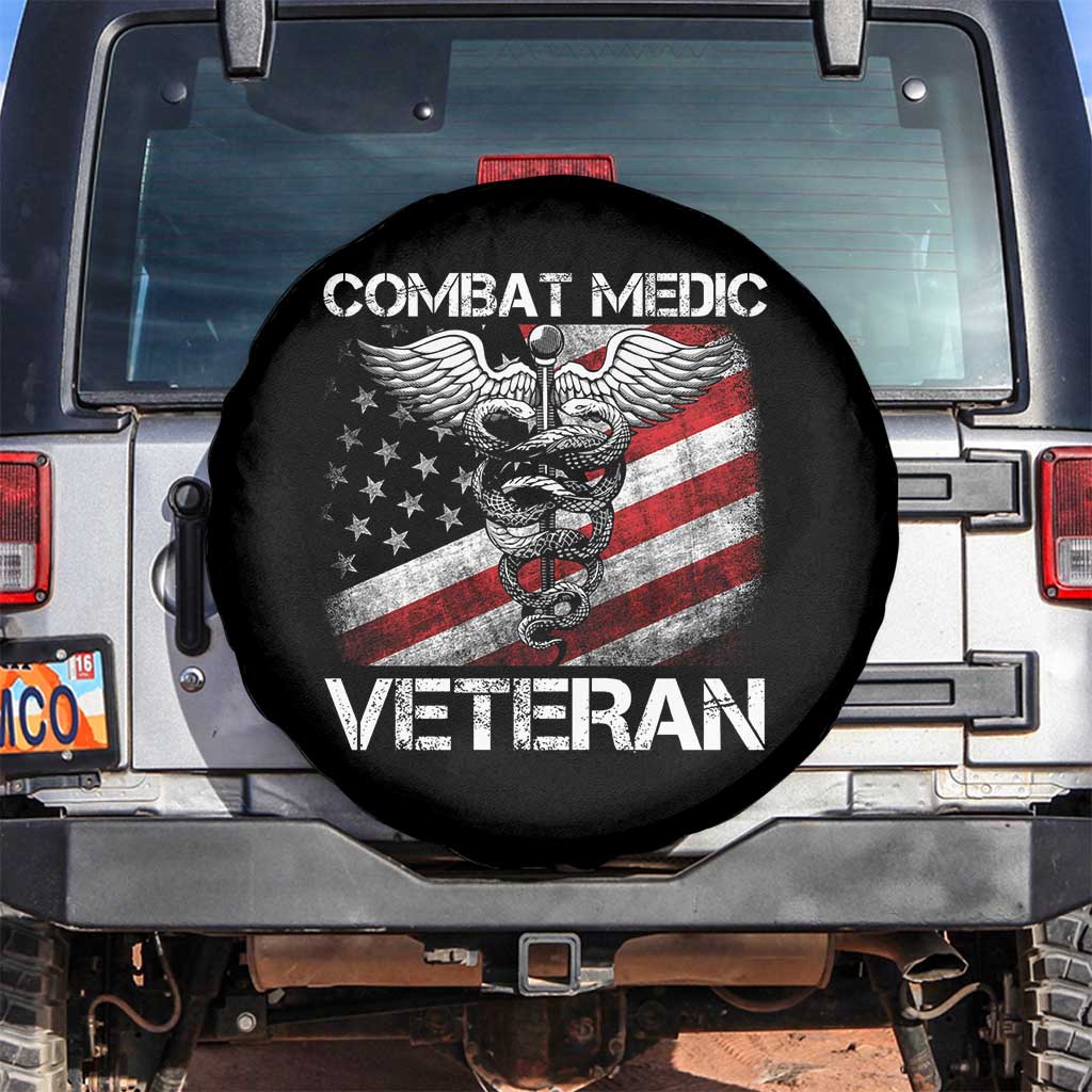 Combat Medic Veteran Spare Tire Cover Medical Military Soldier Vintage American Flag TS11 No hole Black Print Your Wear