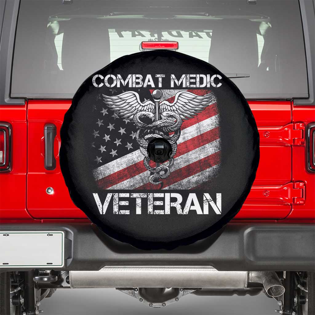 Combat Medic Veteran Spare Tire Cover Medical Military Soldier Vintage American Flag TS11 Black Print Your Wear