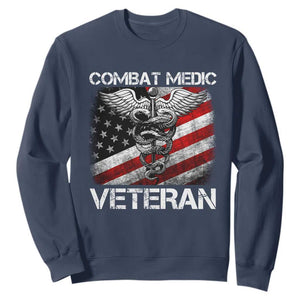 Combat Medic Veteran Sweatshirt Medical Military Soldier Vintage American Flag TS11 Navy Print Your Wear