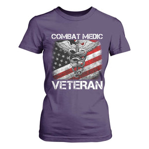 Combat Medic Veteran T Shirt For Women Medical Military Soldier Vintage American Flag TS11 Purple Print Your Wear