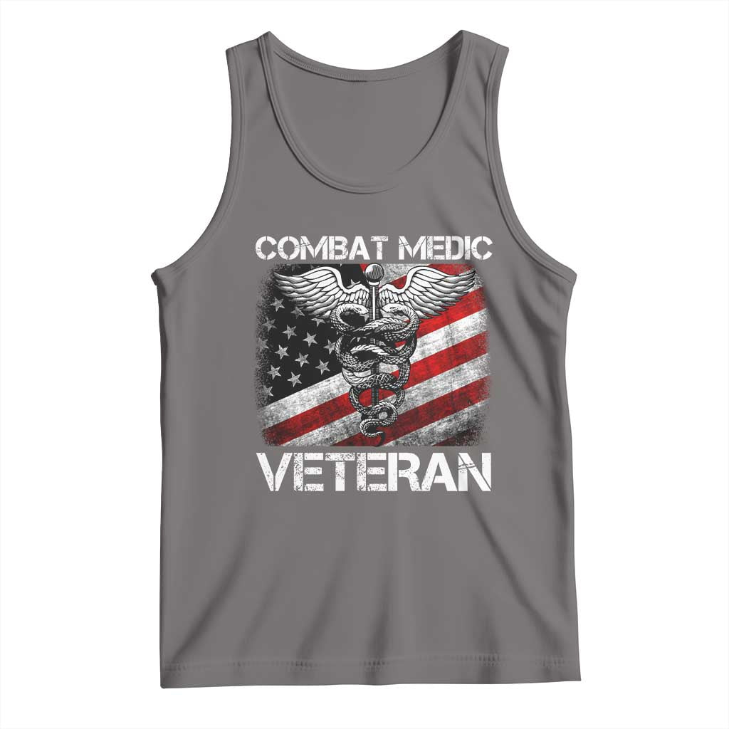 Combat Medic Veteran Tank Top Medical Military Soldier Vintage American Flag TS11 Deep Heather Print Your Wear