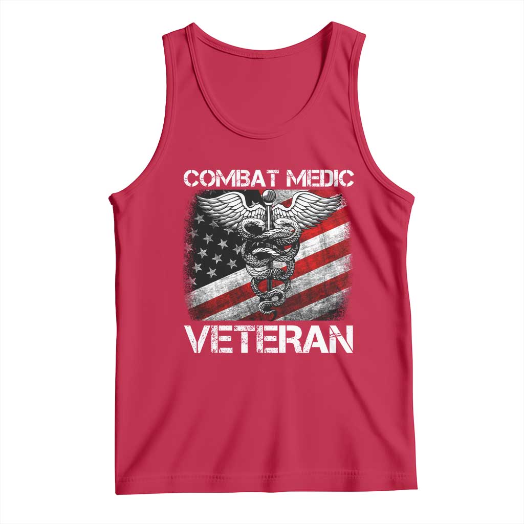 Combat Medic Veteran Tank Top Medical Military Soldier Vintage American Flag TS11 Red Print Your Wear