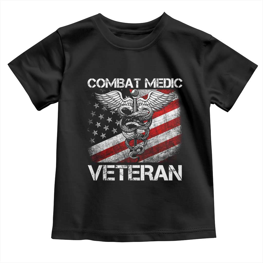 Combat Medic Veteran Toddler T Shirt Medical Military Soldier Vintage American Flag TS11 Black Print Your Wear