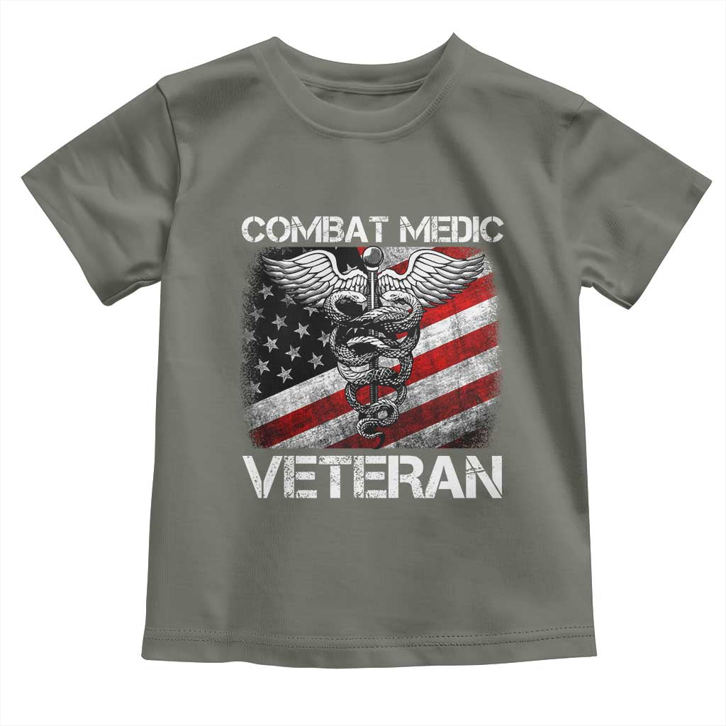 Combat Medic Veteran Toddler T Shirt Medical Military Soldier Vintage American Flag TS11 Military Green Print Your Wear