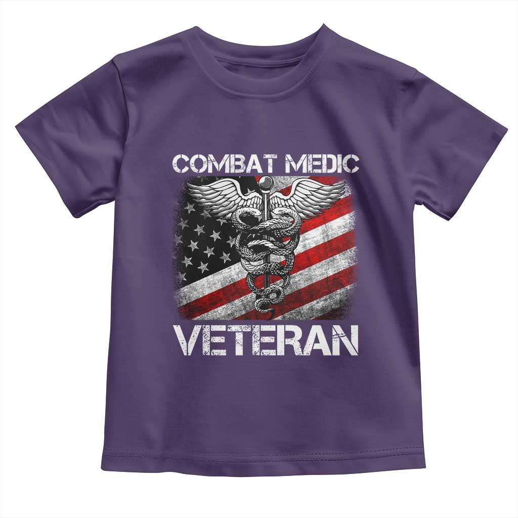 Combat Medic Veteran Toddler T Shirt Medical Military Soldier Vintage American Flag TS11 Purple Print Your Wear