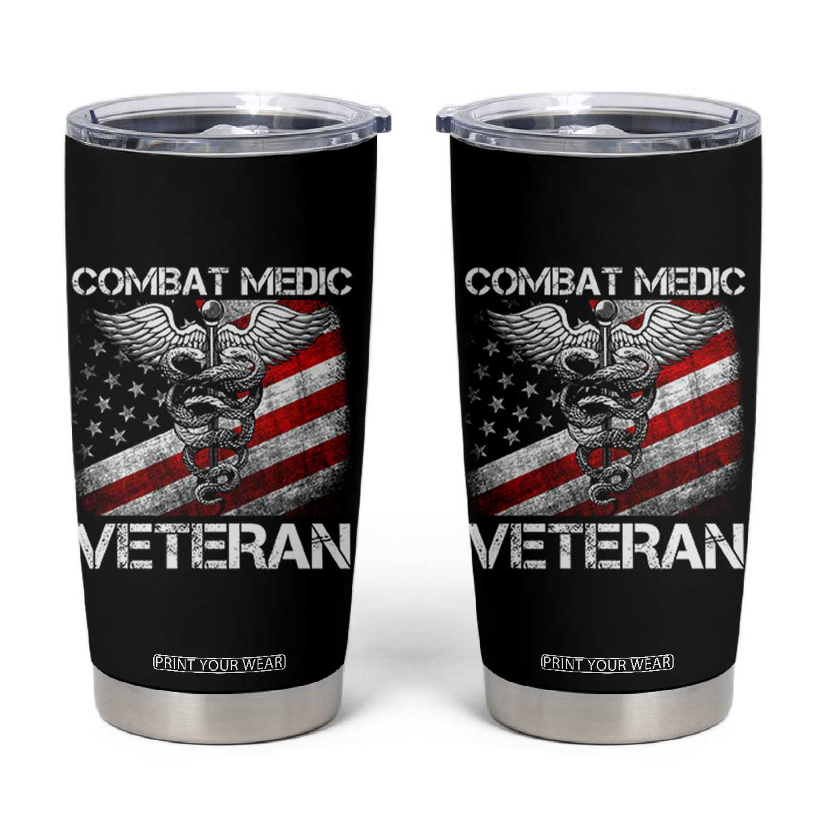 Combat Medic Veteran Tumbler Cup Medical Military Soldier Vintage American Flag TS11 Black Print Your Wear