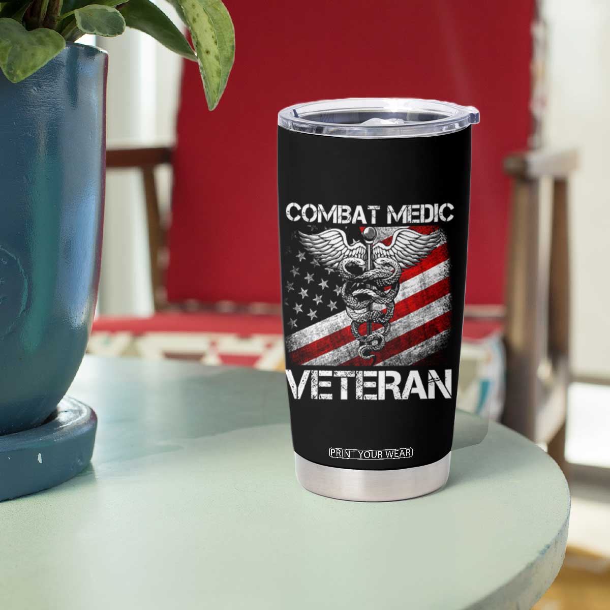 Combat Medic Veteran Tumbler Cup Medical Military Soldier Vintage American Flag TS11 Print Your Wear