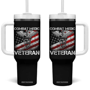 Combat Medic Veteran Tumbler With Handle Medical Military Soldier Vintage American Flag TS11 One Size: 40 oz Black Print Your Wear