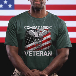 Combat Medic Veteran T Shirt Medical Military Soldier Vintage American Flag TS11 Dark Forest Green Print Your Wear