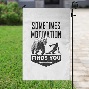 Funny Skiing Garden Flag Sometimes Motivation Finds You Ski Mountain Bear TS11 Print Your Wear