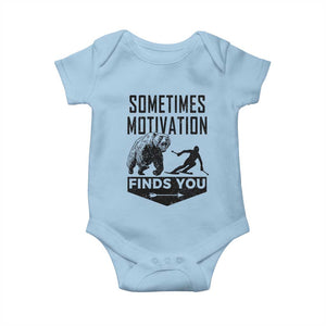 Funny Skiing Baby Onesie Sometimes Motivation Finds You Ski Mountain Bear TS11 Light Blue Print Your Wear