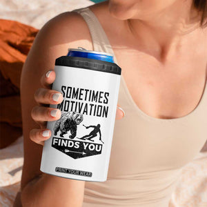 Funny Skiing 4 in 1 Can Cooler Tumbler Sometimes Motivation Finds You Ski Mountain Bear TS11 Print Your Wear