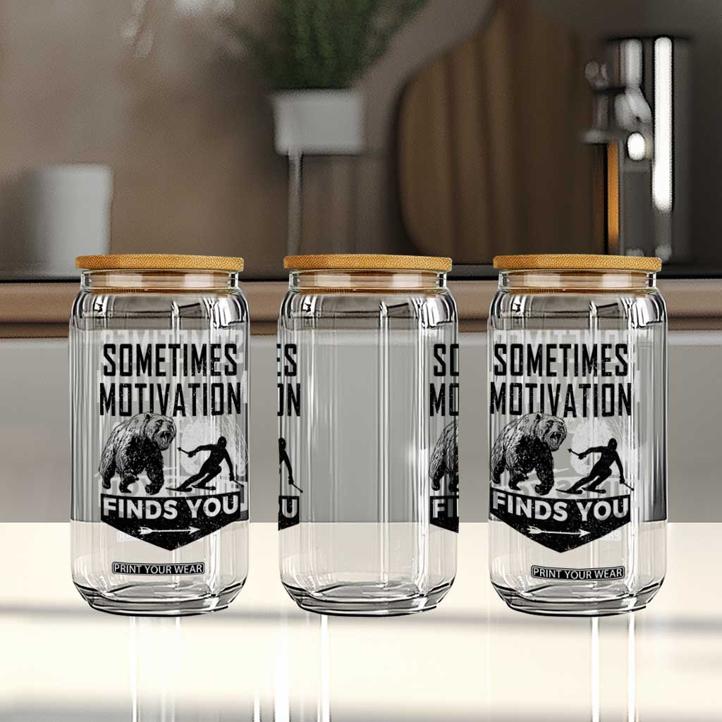 Funny Skiing Glass Can Sometimes Motivation Finds You Ski Mountain Bear TS11 Print Your Wear