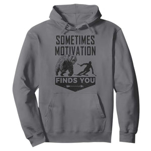 Funny Skiing Hoodie Sometimes Motivation Finds You Ski Mountain Bear TS11 Charcoal Print Your Wear
