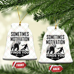 Funny Skiing Ceramic Ornament Sometimes Motivation Finds You Ski Mountain Bear TS11 Print Your Wear