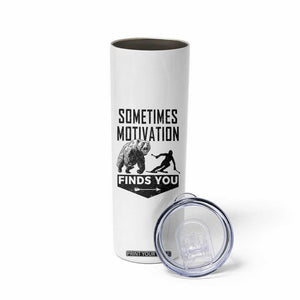Funny Skiing Skinny Tumbler Sometimes Motivation Finds You Ski Mountain Bear TS11 Print Your Wear