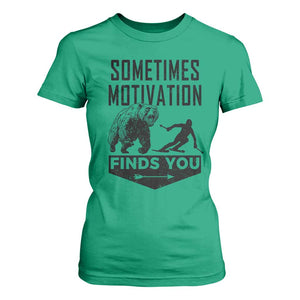 Funny Skiing T Shirt For Women Sometimes Motivation Finds You Ski Mountain Bear TS11 Irish Green Print Your Wear