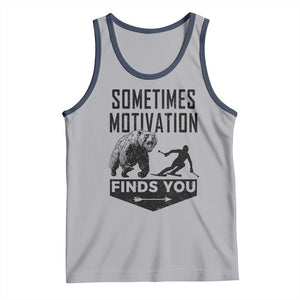Funny Skiing Tank Top Sometimes Motivation Finds You Ski Mountain Bear TS11 Athletic Heather Navy Print Your Wear
