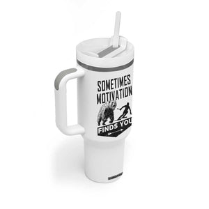 Funny Skiing Tumbler With Handle Sometimes Motivation Finds You Ski Mountain Bear TS11 Print Your Wear