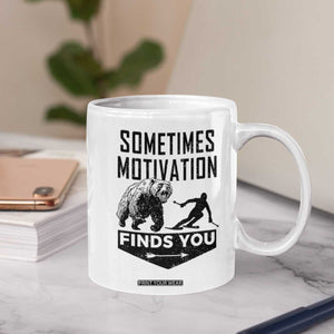 Funny Skiing Coffee Mug Sometimes Motivation Finds You Ski Mountain Bear TS11 Print Your Wear