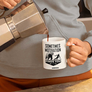 Funny Skiing Coffee Mug Sometimes Motivation Finds You Ski Mountain Bear TS11 Print Your Wear