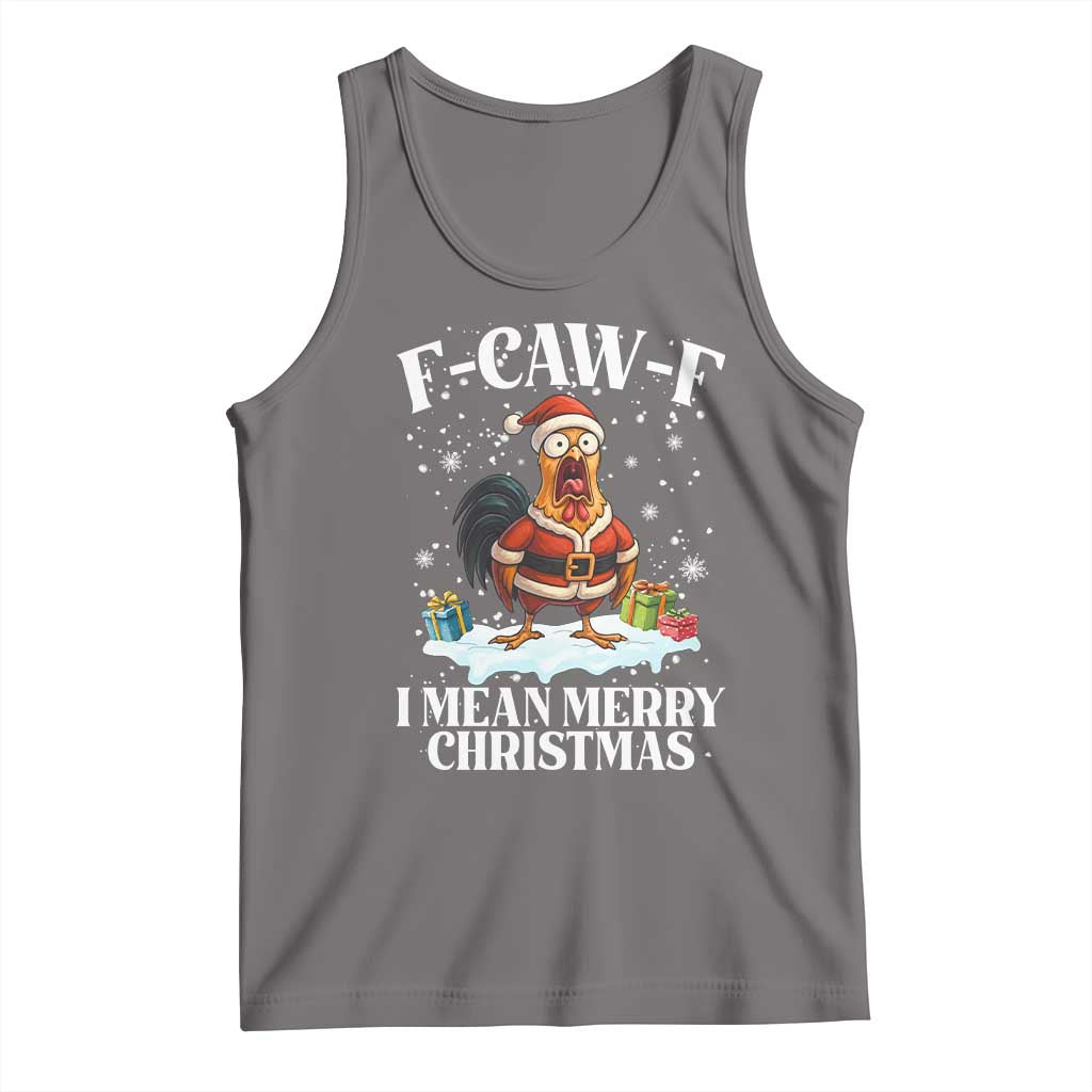 Funny F Caw F Chicken Xmas Tank Top F Caw F I Mean Merry Christmas TS11 Deep Heather Print Your Wear