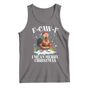 Funny F Caw F Chicken Xmas Tank Top F Caw F I Mean Merry Christmas TS11 Deep Heather Print Your Wear