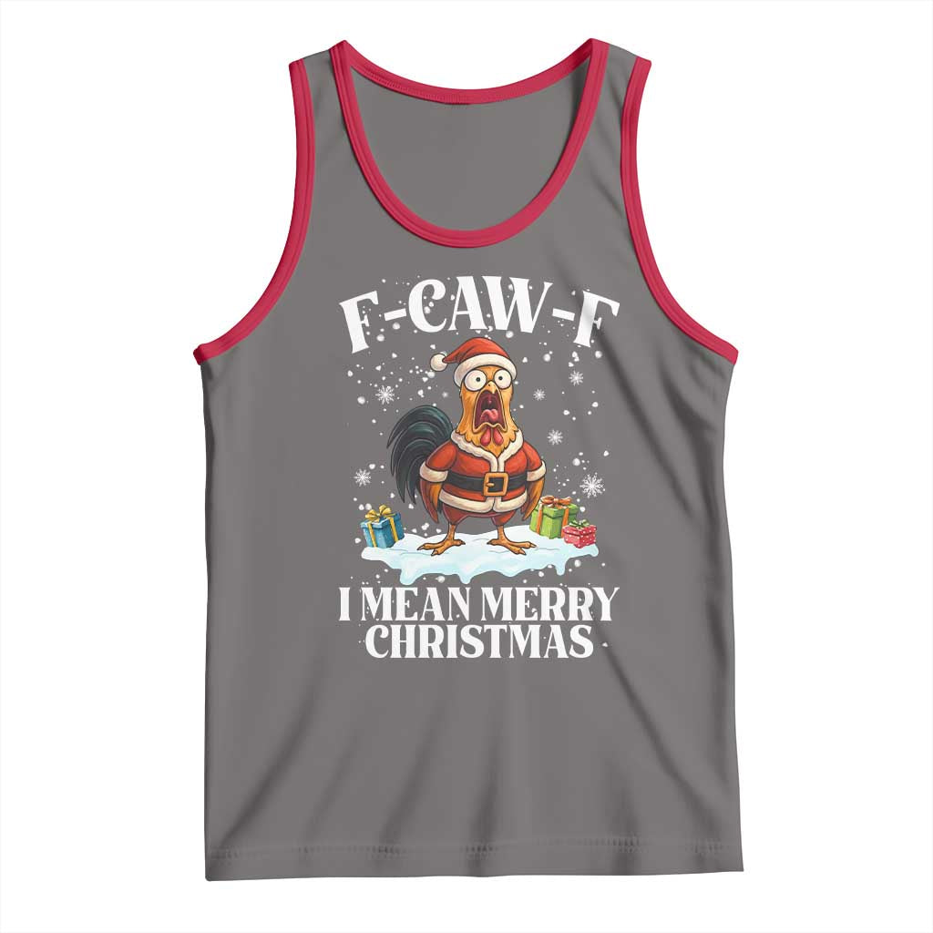 Funny F Caw F Chicken Xmas Tank Top F Caw F I Mean Merry Christmas TS11 Deep Heather Red Print Your Wear