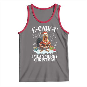 Funny F Caw F Chicken Xmas Tank Top F Caw F I Mean Merry Christmas TS11 Deep Heather Red Print Your Wear