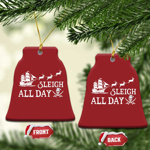 Funny Xmas Pirate Christmas Ornament Sleigh All Day Pirate Skull Ship TS11 Bell Flake Red Print Your Wear