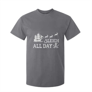 Funny Christmas Pirate T Shirt For Kid Sleigh All Day Pirate Skull Ship TS11 Charcoal Print Your Wear