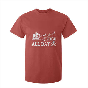 Funny Christmas Pirate T Shirt For Kid Sleigh All Day Pirate Skull Ship TS11 Red Print Your Wear