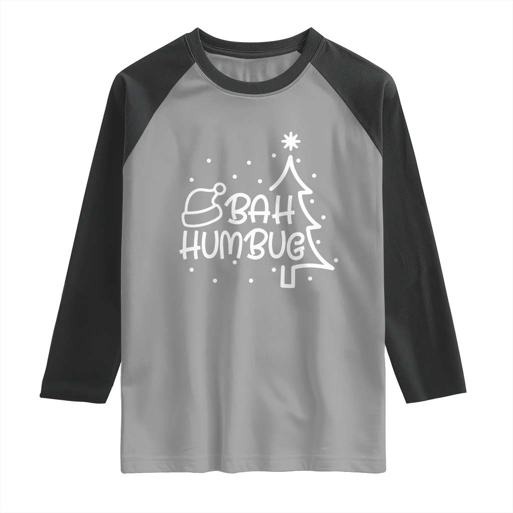Funny Bah Humbug Christmas Raglan Shirt Santa Hat Xmas Tree TS11 Sport Gray Black Print Your Wear